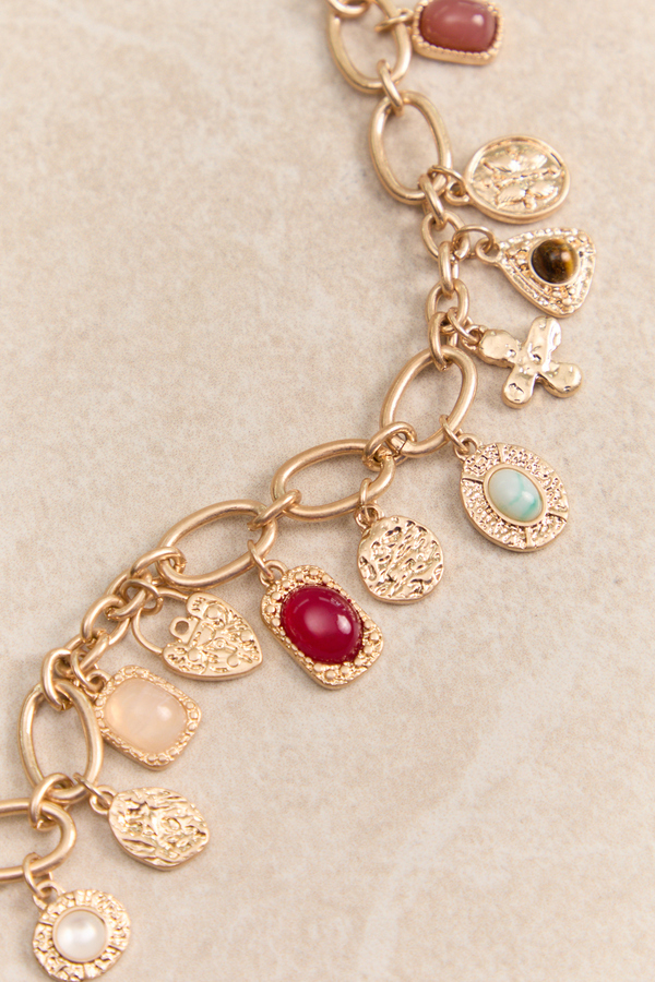 Colorful Stone Charm Dangle Bracelet Detail 2 - Altar'd State