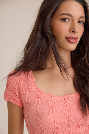 Blaire Short Sleeve Seamless Floral Tee - Altar'd State - 