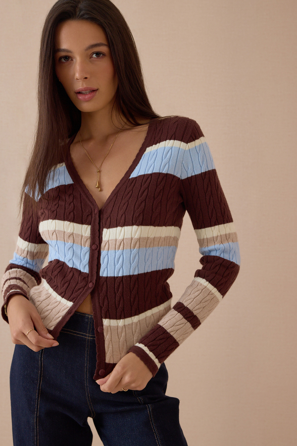 Harper Cable Knit Cardigan Detail 3 - Altar'd State