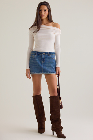 Rhea Asymmetrical Fitted Knit Top - Altar'd State - 