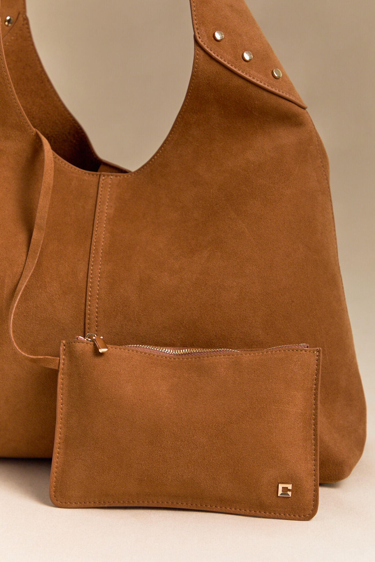 Jaynie Hobo Stud Suede Bag