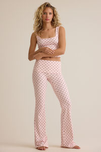 Liora Polka Dot Foldover Pant in Light Pink & Brown | Altar'd State