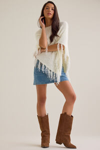 Shyla Eyelash Fringe Hem Poncho - Altar'd State