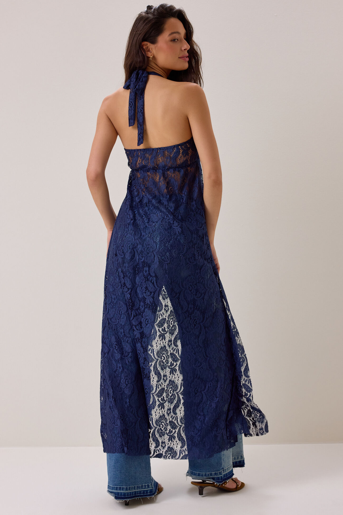 Ivy Lace Halter Tie Front Kimono