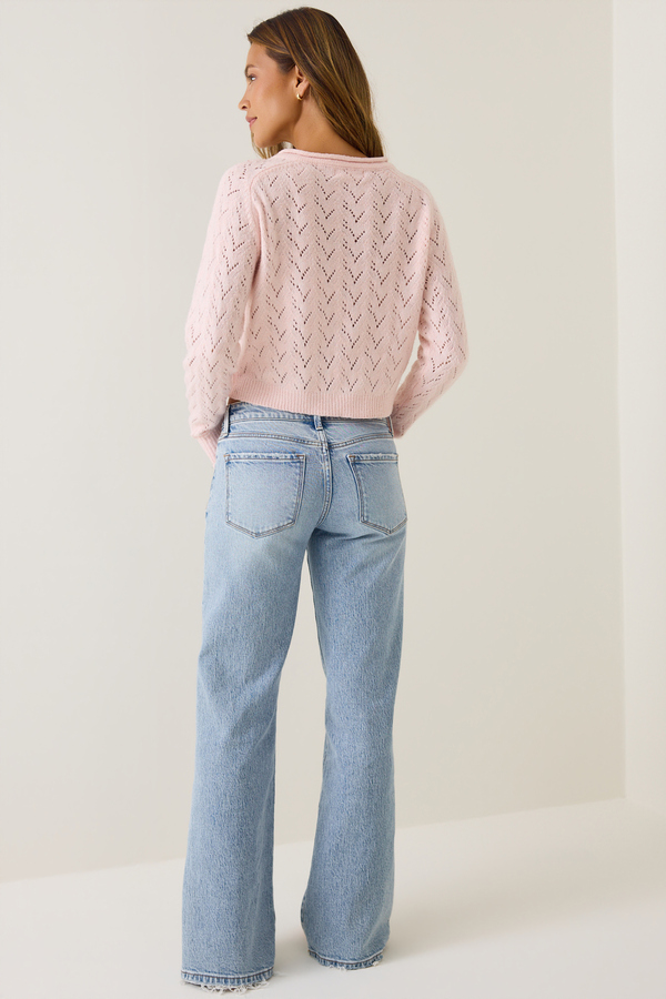 Elara Pointelle Button Up Cardigan Detail 5 - Altar'd State