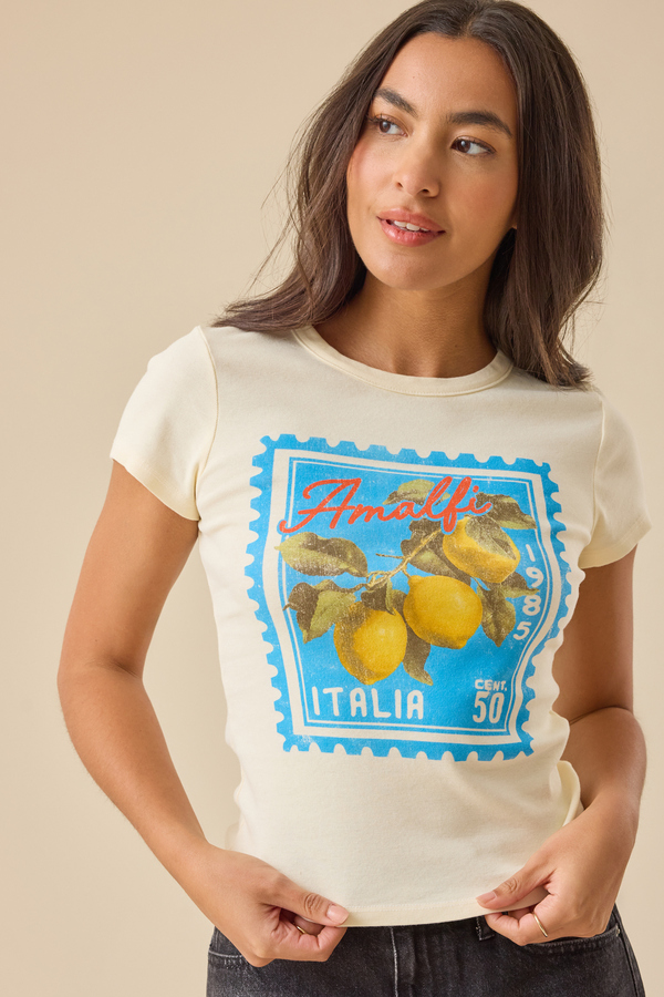 Amalfi Postcard Baby Tee Detail 2 - Altar'd State