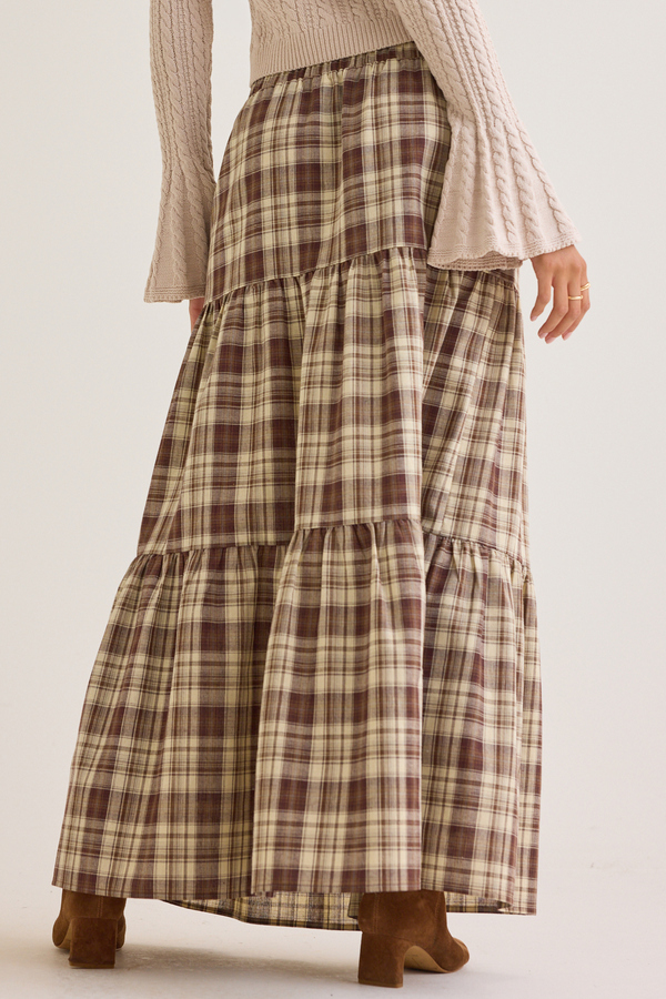Dorthea Plaid Maxi Skirt Detail 6 - Altar'd State