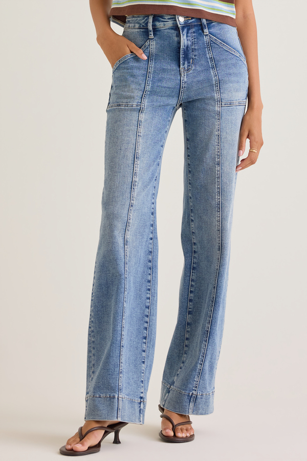 Ciara Front Seam Straight Leg Jeans Detail 3 - Altar'd State