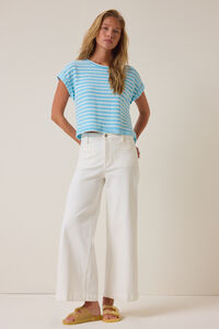 Hattie Stripe Roll Sleeve Crew Detail 2 - Altar'd State