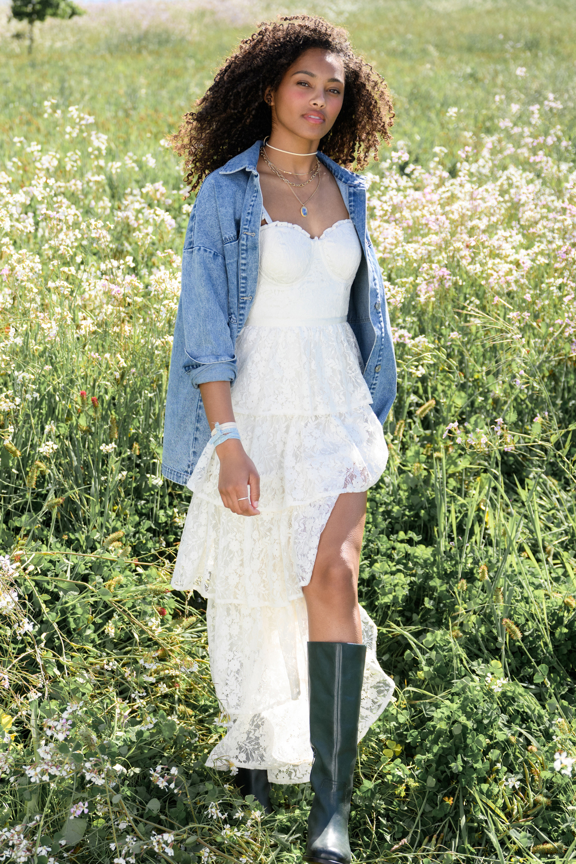 Altar'd State- Umber Embroidered Lace Dress