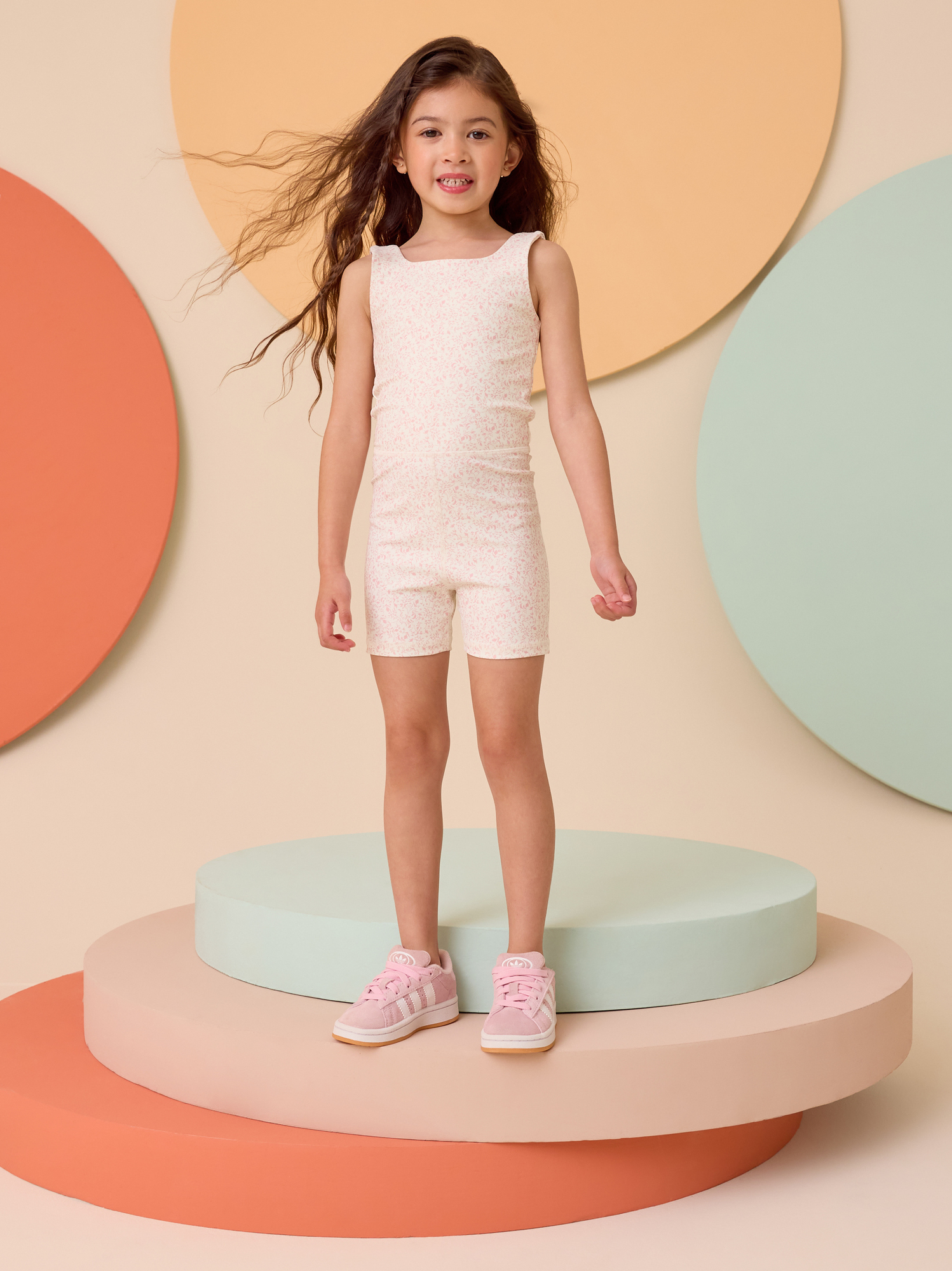 Iris Floral Unitard in Ivory & Pink | AS Kids
