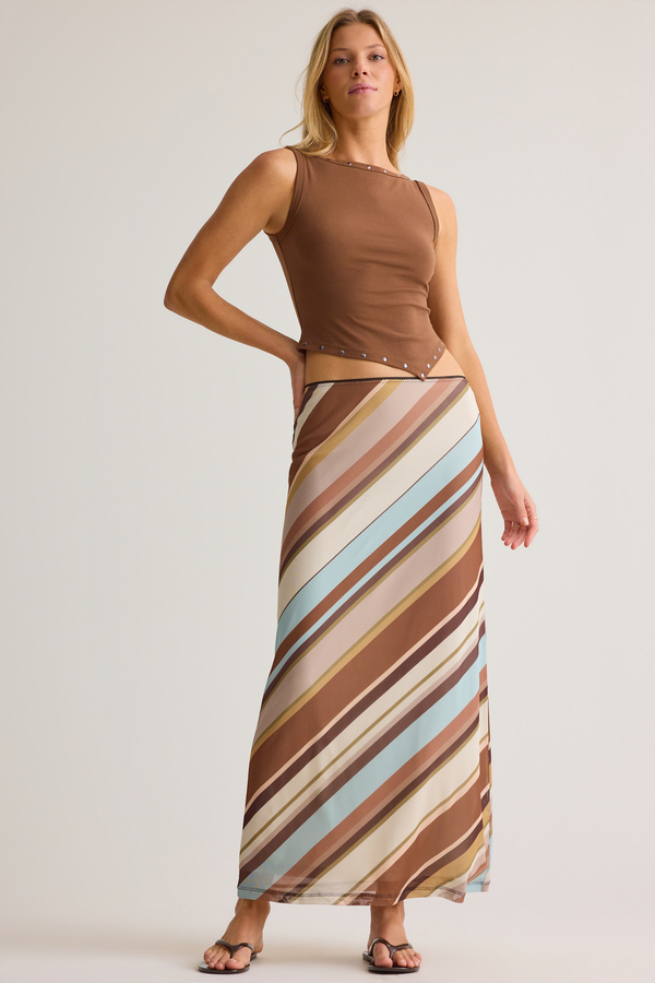 Kimber Stripe Midi Skirt Detail 2 - Altar'd State