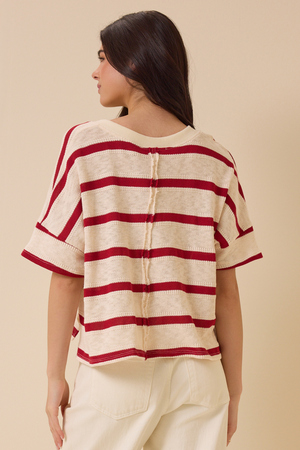 Dylan Striped V-Neck Top - Altar'd State - 