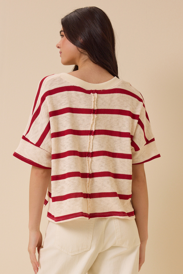 Dylan Striped V-Neck Top Detail 5 - Altar'd State