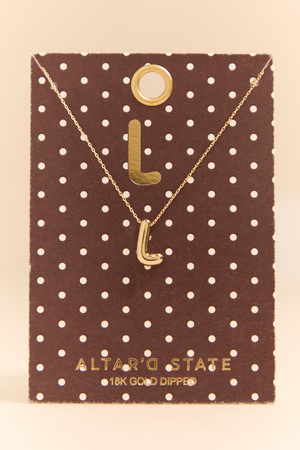 18K Gold L Bubble Monogram Necklace - Altar'd State - 