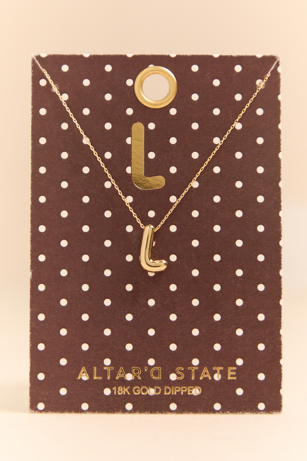 18K Gold L Bubble Monogram Necklace - Altar'd State