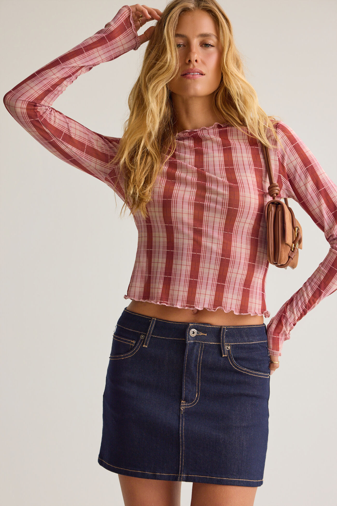 Darcy Mesh Plaid Top