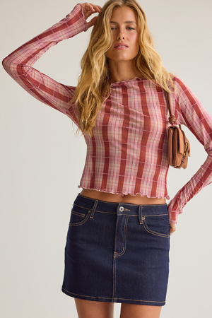 Darcy Mesh Plaid Top - Altar'd State - 