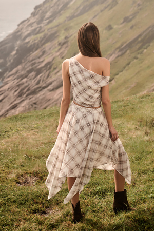 Marin Plaid Handkerchief Midi Skirt - Altar'd State