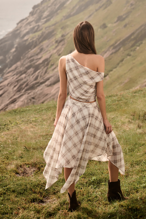 Marin Plaid Handkerchief Midi Skirt Detail 4 - Altar'd State