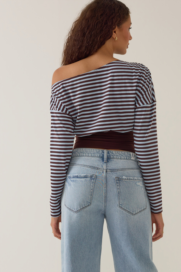 Haley Asymmetrical Striped Top Detail 4 - Altar'd State