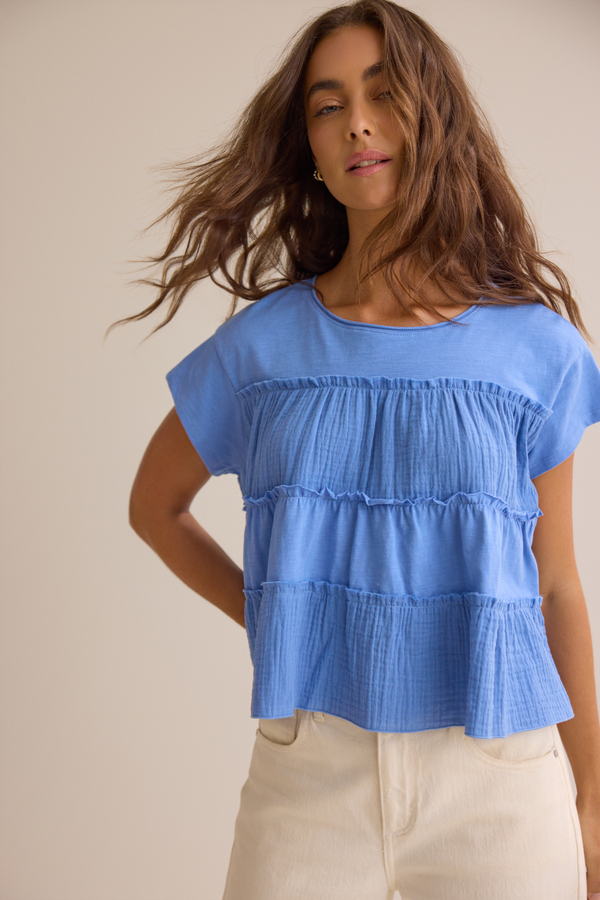 Nicole Ruffle Top in Blue | Altar'd State