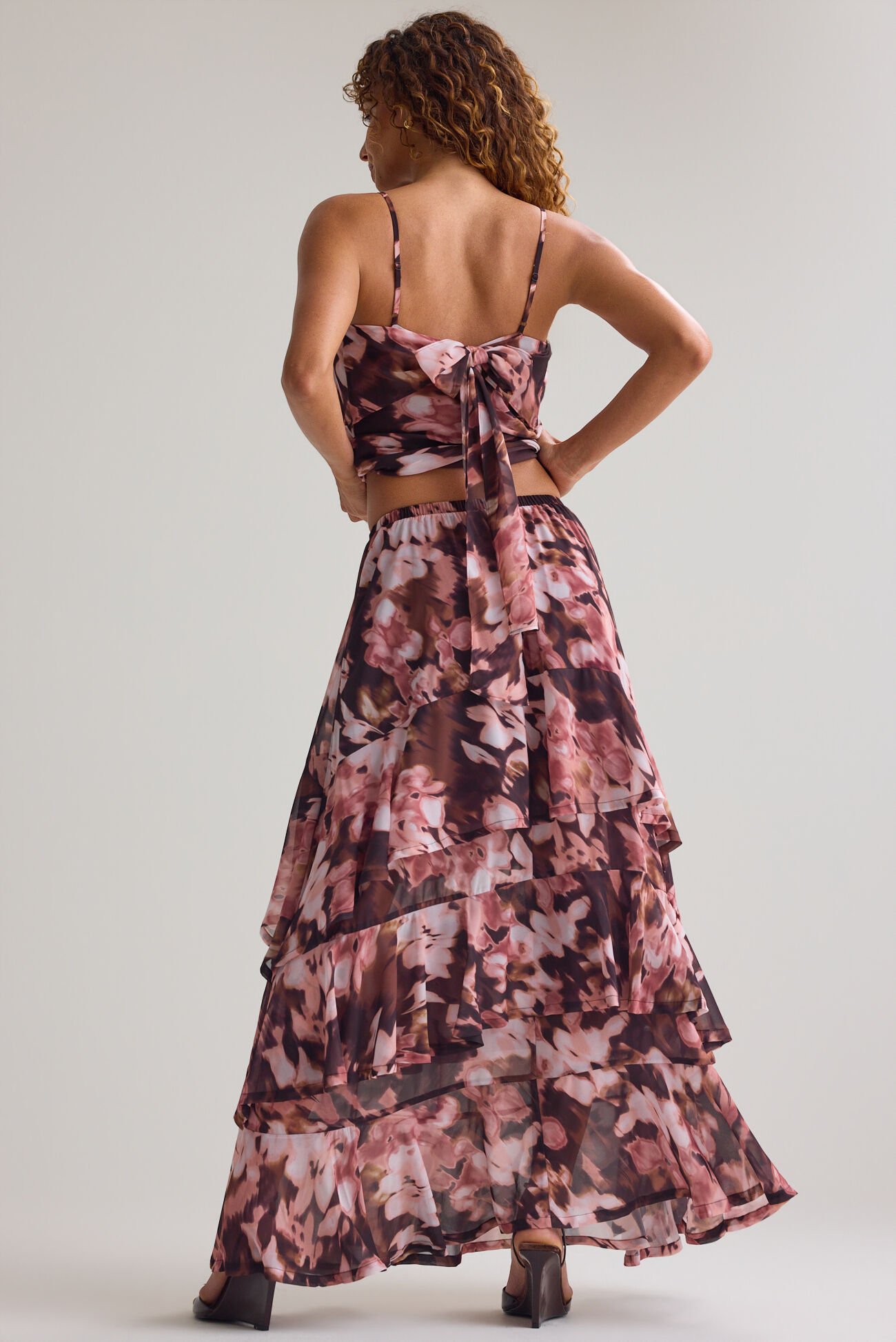 Jenna Ruffle Floral Midi Skirt