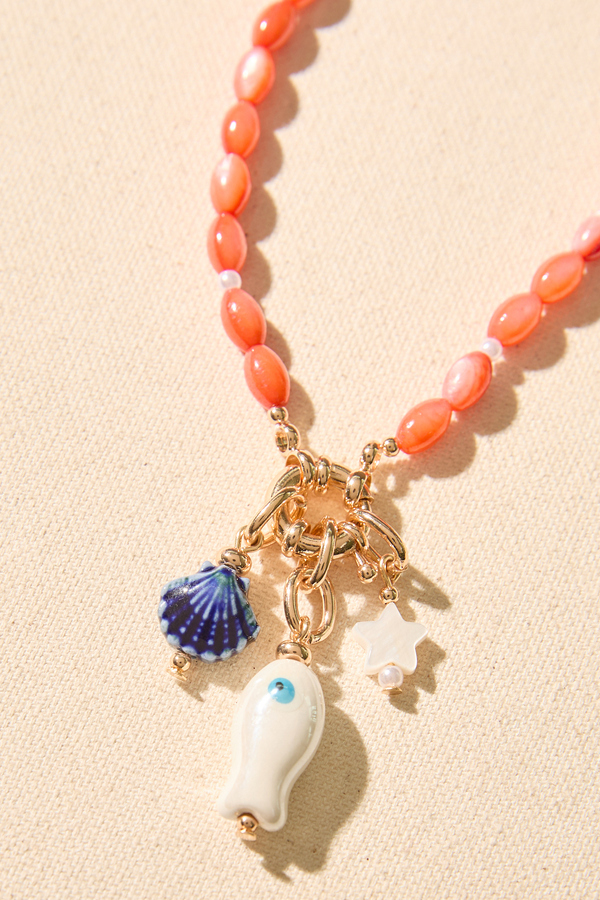 Enamel Fish Beaded Necklace Detail 3 - Altar'd State