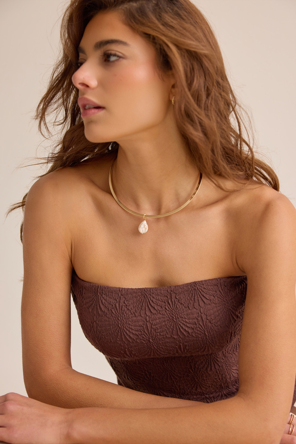Pearl Drop Collar Charm Necklace - Altar'd State