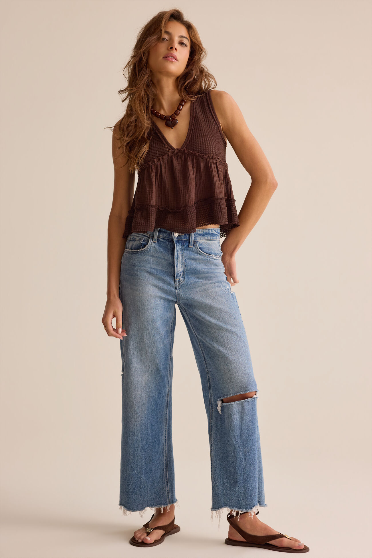 Samara Waffle V Neck Tank