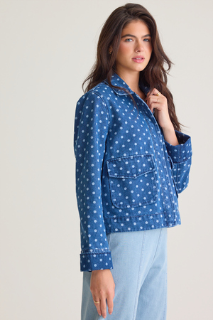 Madi Polka Dot Denim Jacket - Altar'd State - 