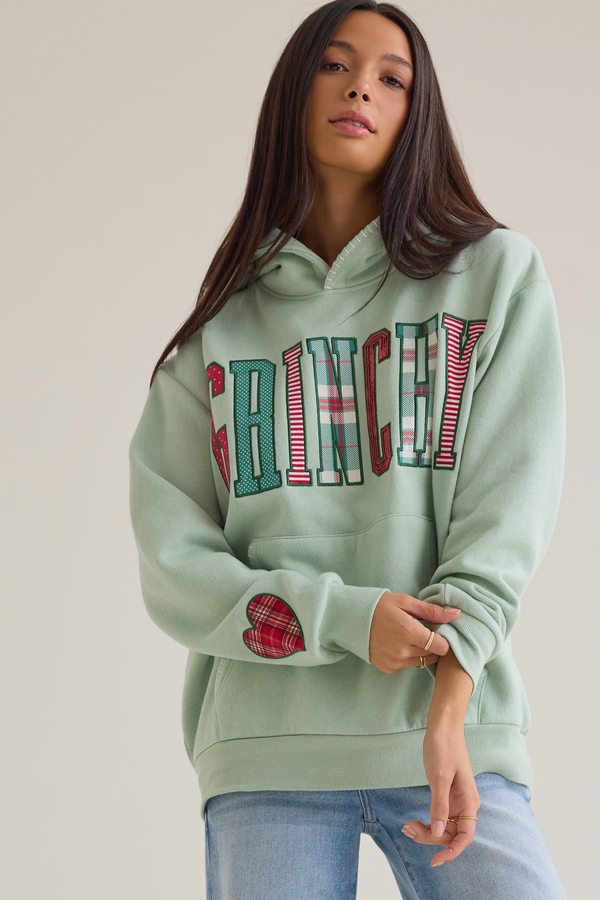 Grinchy Embroidered Hoodie Detail 2 - Altar'd State