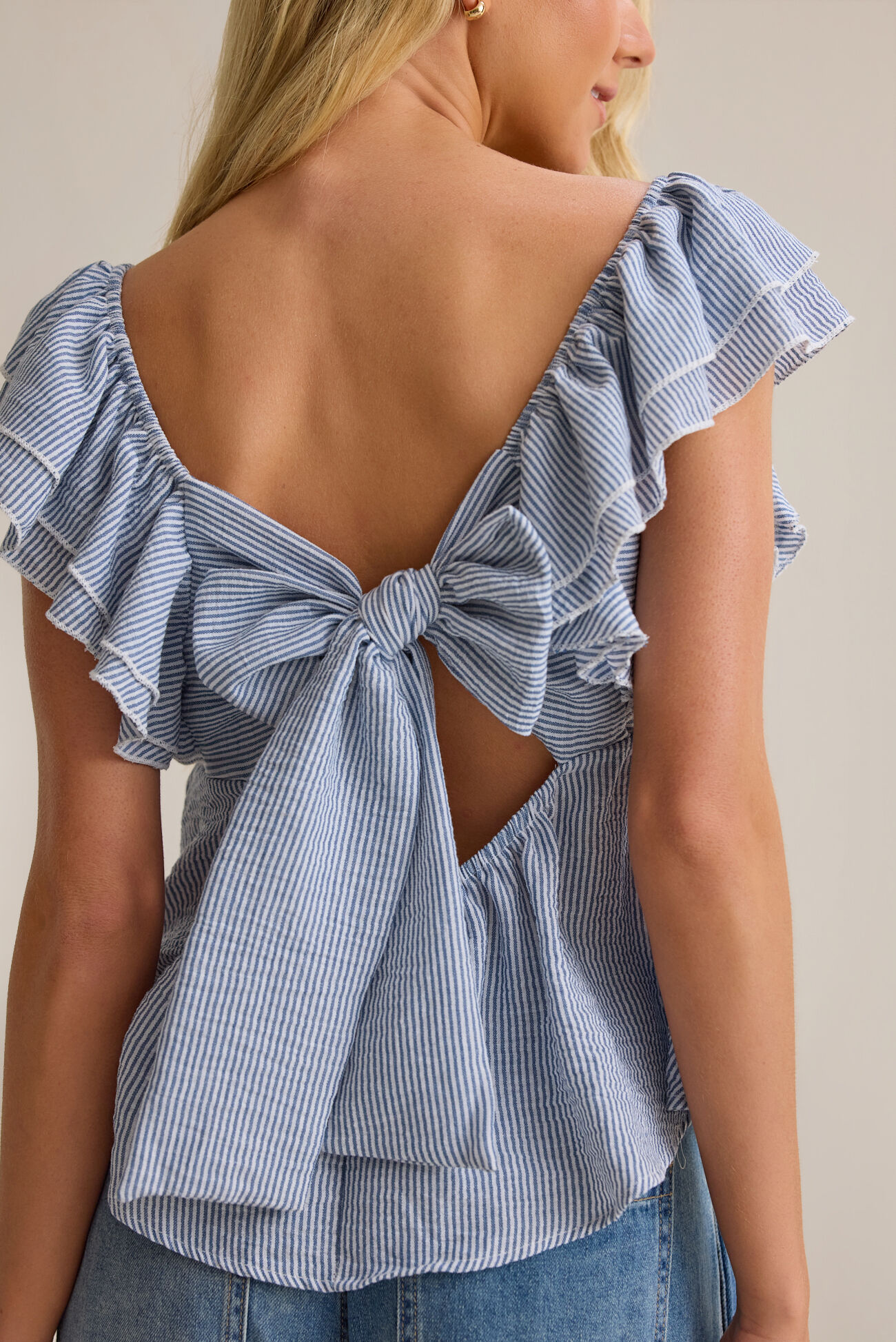 Kim Stripe Ruffle Top