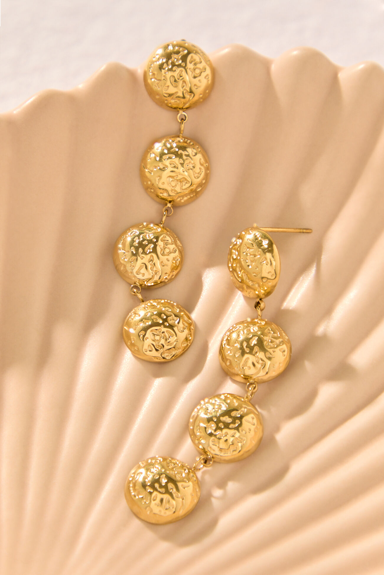 18K Marigold Hammered Dangle Earrings