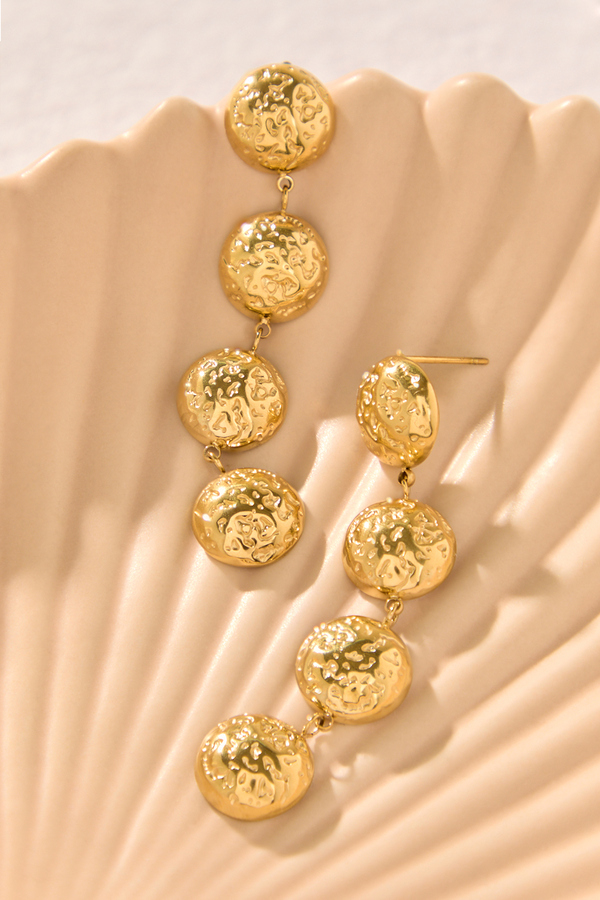 18K Marigold Hammered Dangle Earrings Detail 2 - Altar'd State