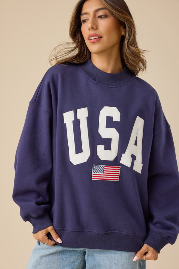 USA Embroidered Mock Neck Detail 2 - Altar'd State