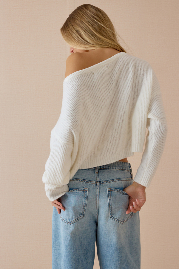 Chandler Ribbed Boatneck Crop Sweater Detail 4 - Altar'd State