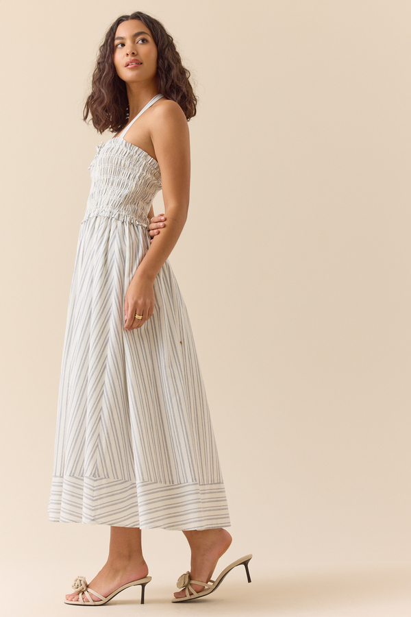 Cali Sleeveless Halter Maxi Dress in Grey Multi | Altar'd State