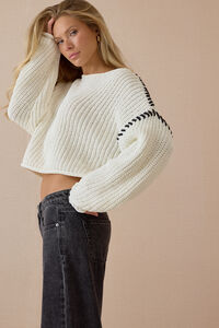 Violetta Whipstitch Pullover Sweater Detail 3 - Altar'd State