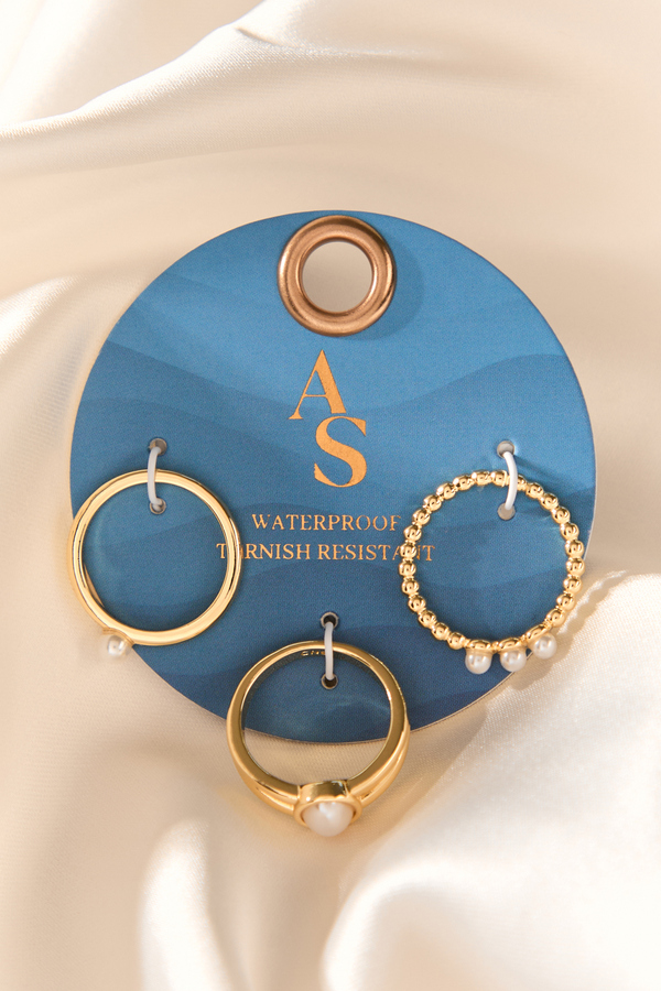 Waterproof Pearl Ring Set 3 Pack - Altar'd State