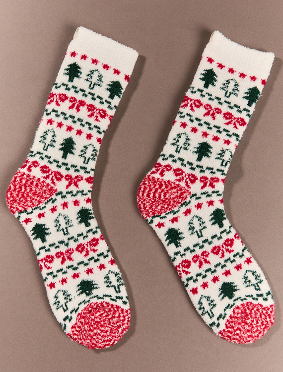 Christmas Tree Fairisle Cozy Sock Detail 1 - Altar'd State