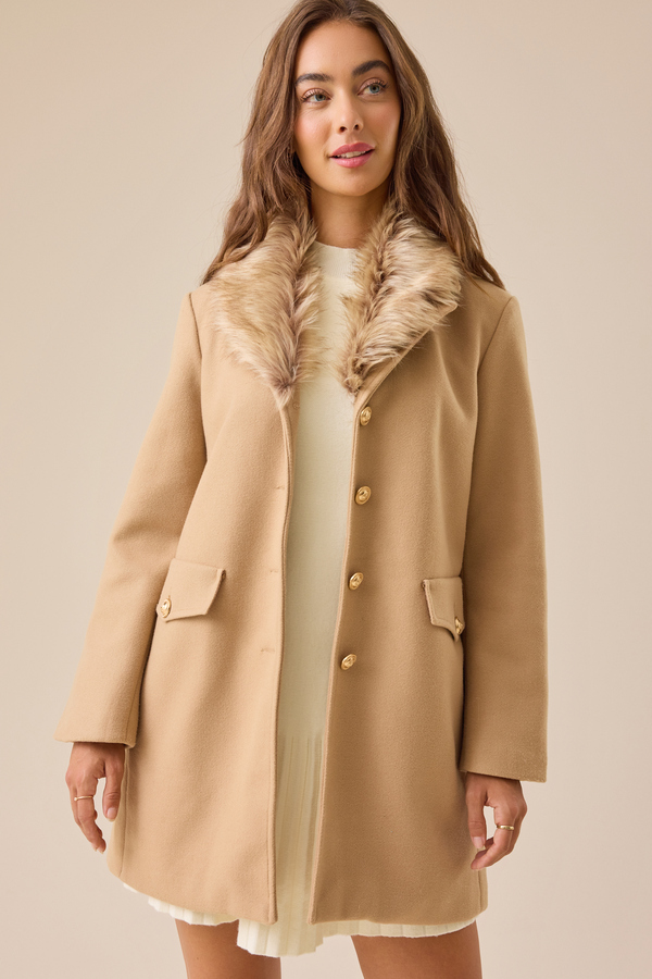 Freyda Faux Fur Collar Jacket Detail 2 - Altar'd State