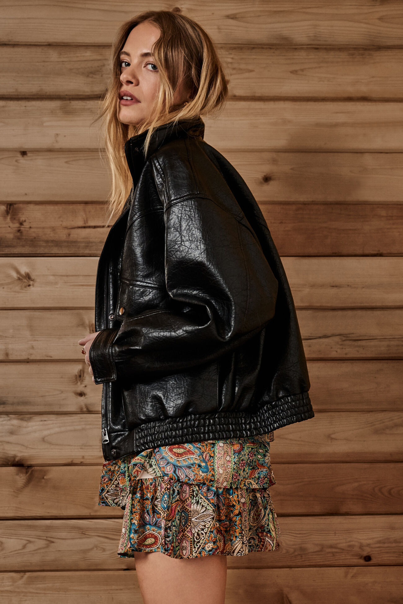 Mona Vegan Leather Bomber Jacket