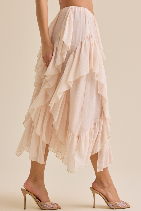 Atlas Ruffle Midi Skirt Detail 5 - Altar'd State