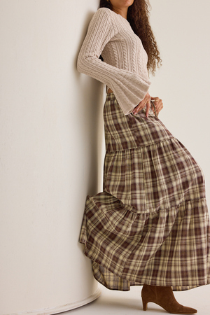 Dorthea Plaid Maxi Skirt - Altar'd State - 