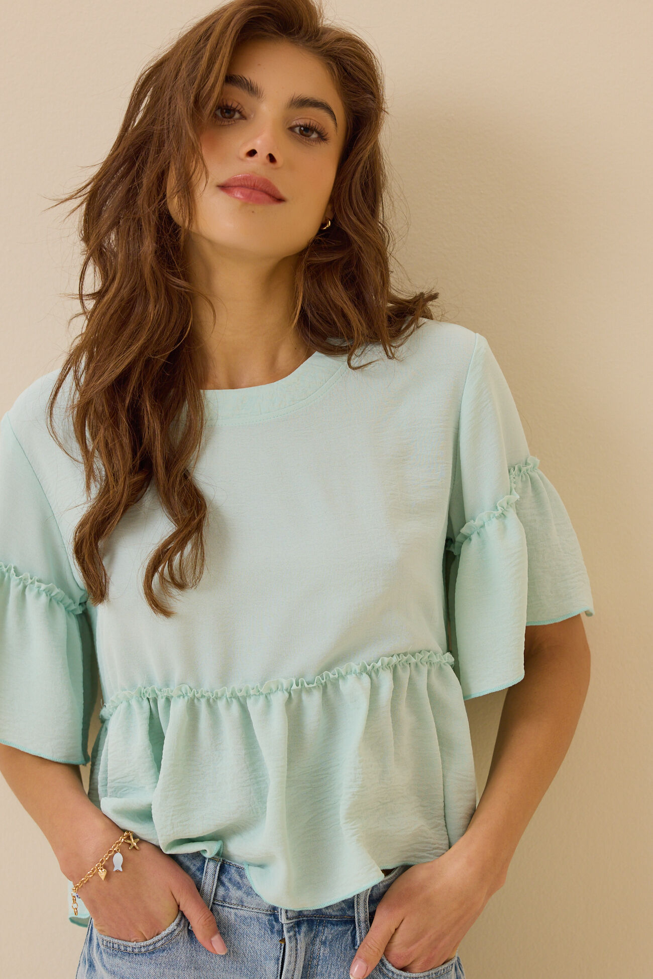 Jackie Ruffle Sleeve Top
