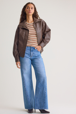 Lillian Vegan Leather Bomber Jacket - Altar'd State
