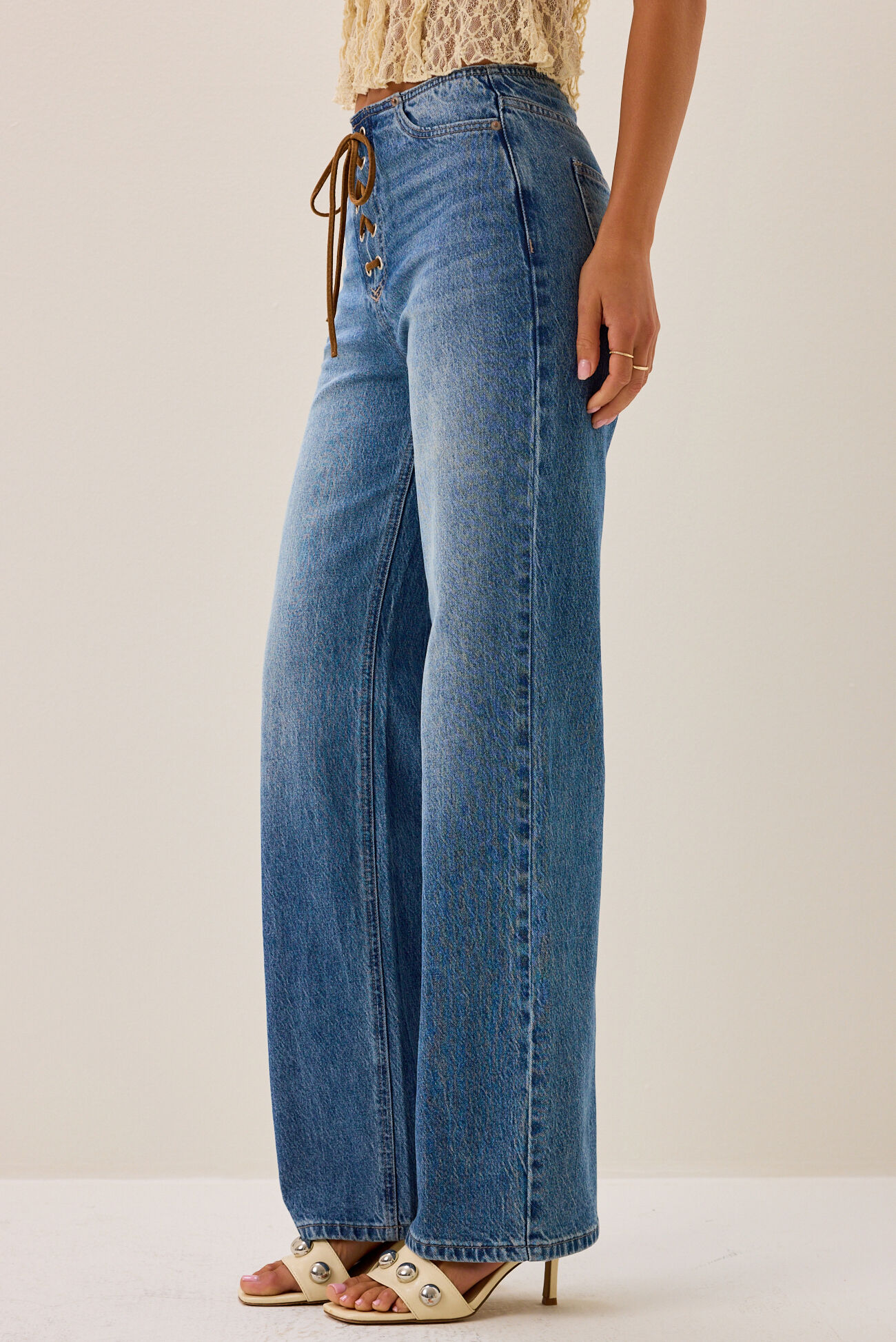 Tasha High Rise Lace up Jean