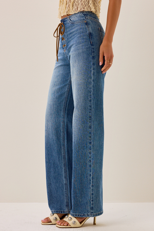 Tasha High Rise Lace up Jean Detail 5 - Altar'd State