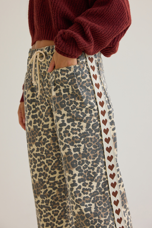 Meredith Cheetah Heart Pants Detail 2 - Altar'd State